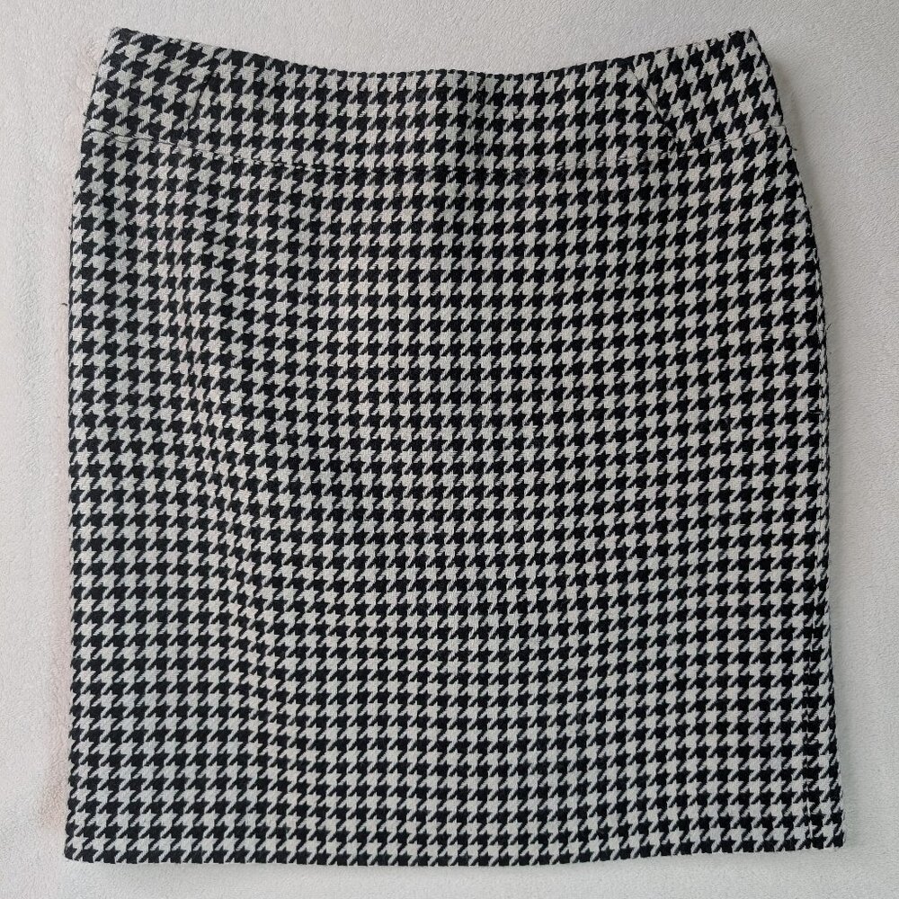 Spanner Black and White Houndstooth Wool Blend Mini Pencil Skirt Size 4